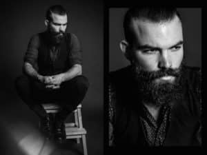 Portraits als Bildercollage von bärtigem Mann aus Mannheim.