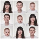 moderne Familienfotos im Quadrat aus Portraits.