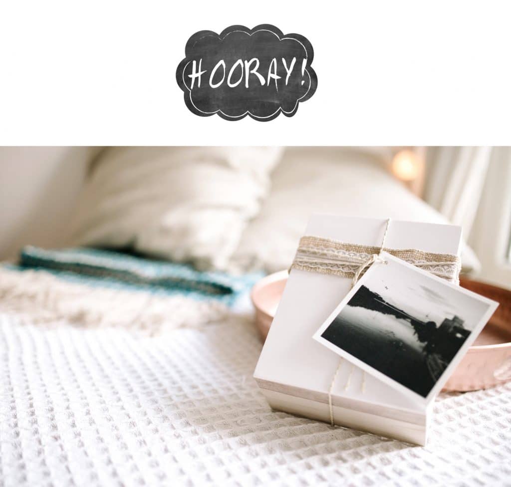 Hooray, unsere Hochzeitspräsentationsbox ist fertig.
