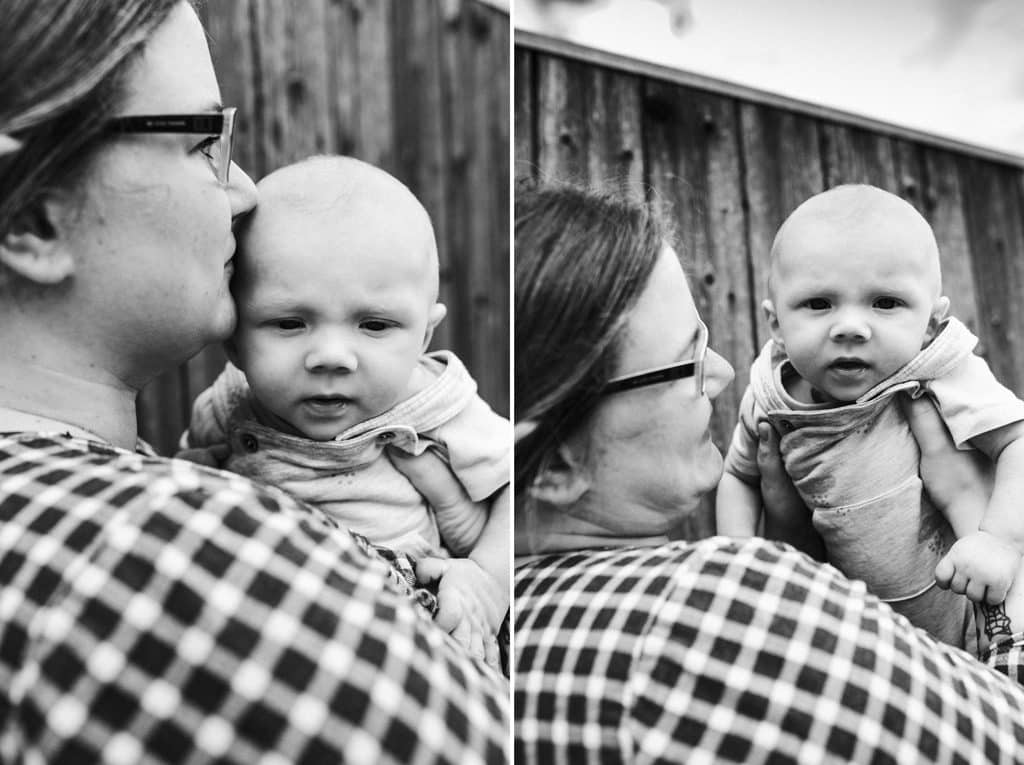 Bildercollage von der Mutter wie sie ihr Kind hält